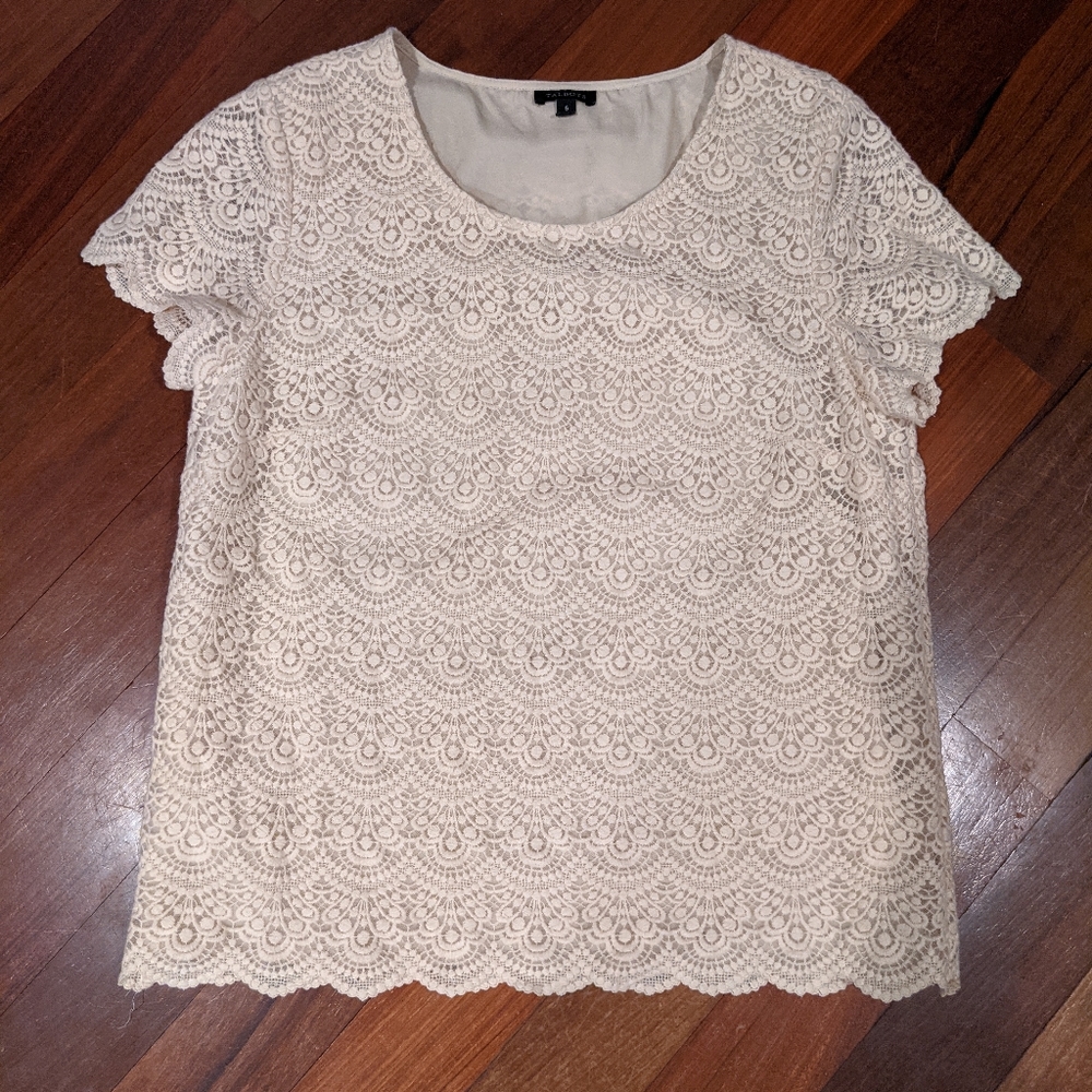 Cream short sleeve lace t-shirt
